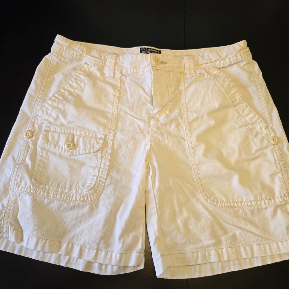 Polo Jeans Co. Ralph Lauren Cargo Shorts White Cotton Women's Size 6